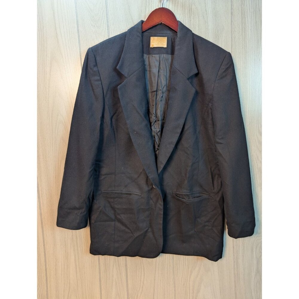 Pendleton Women’s Blazer Size 12 100% Virgin Wool Jacket Black Single Button